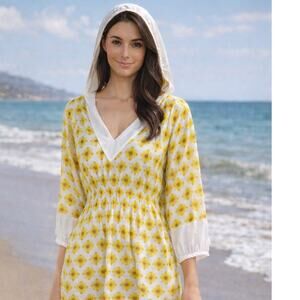 COSABELLA Mare Sunflower Printed Silk Hoodie Dress Size Medium M BEACH VACATION